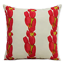 E by Design Market Flowers Sunset Tulip Stripe Square Throw Pillow in Red