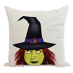 E by Design Witches Brew Peek-A-Boo Witch Square Throw Pillow in Cream