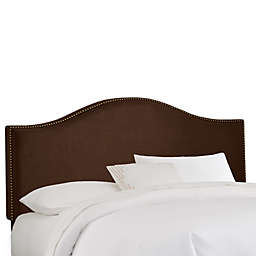 Skyline Furniture Hinsdale Full Linen Upholstered Headboard in Chocolate