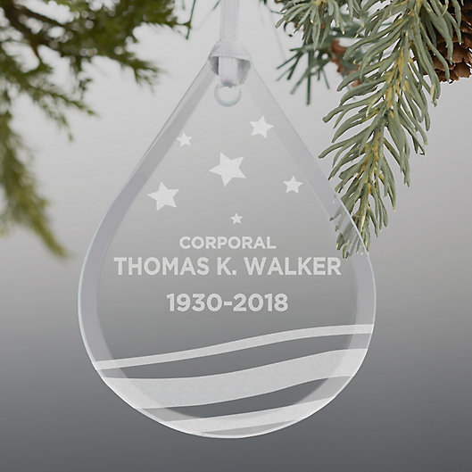 Alternate image 1 for Military Memorial Engraved Teardrop Christmas Ornament