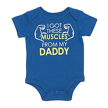 Baby Starters&reg; Size 3M &quot;I Got These Muscles from My Daddy&quot; Bodysuit in Blue. View a larger version of this product image.