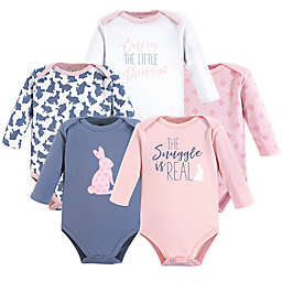 Yoga Sprout 5-Pack Snuggle Bunny Long Sleeve Bodysuits in Pink