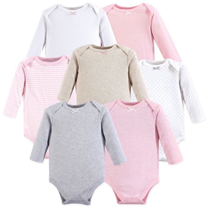 Hudson Baby® 7Pack Girl Basics Long Sleeve Bodysuits in Pink buybuy BABY