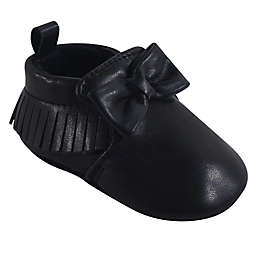 Hudson Baby® Moccasin Booties with Bow in Black