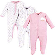Hudson Baby&reg; Size 0-3M 3-Pack Clouds Sleep &amp; Play Footies in Pink