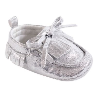 silver baby moccasins