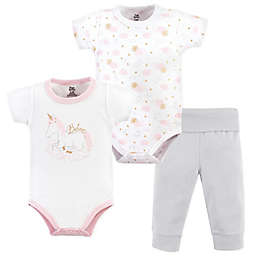 Yoga Sprout 3-Piece Unicorn Bodysuit & Pant Set in Pink