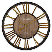 Sterling &amp; Noble&trade; Farmhouse Collection Depot 35-Inch Wall Clock in Brown/Gold