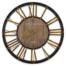 Sterling & Noble™ Farmhouse Collection Depot 35-Inch Wall Clock in Brown/Gold