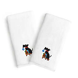 Linum Home Textiles Special Christmas Dog 2-Piece Hand Towel Set