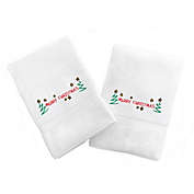 Linum Home Textiles Merry Christmas Hand Towels in White (Set of 2)