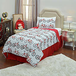 Rizzy Home Bicycle 3-Piece Full Comforter Set in Red