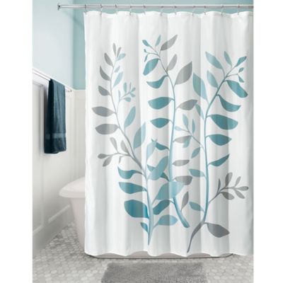 teal and white shower curtain