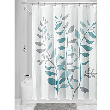 iDesign&reg; Laurel 72-Inch Fabric Shower Curtain in Blue/Green. View a larger version of this product image.