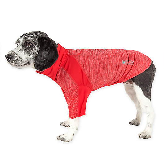 Alternate image 1 for Pet Life® Chewitt Wagassy Extra-Small Triple-Toned Long Sleeve Performance Dog T-Shirt in Red