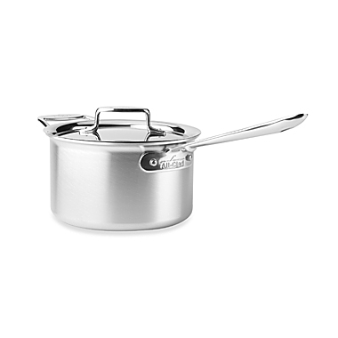 All-Clad d5&reg; 4 qt. Brushed Stainless Steel Covered Saucepan. View a larger version of this product image.