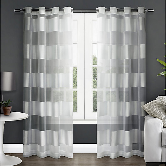 Alternate image 1 for Navaro  108-Inch Grommet Sheer Window Curtain in Winter White (Set of 2)