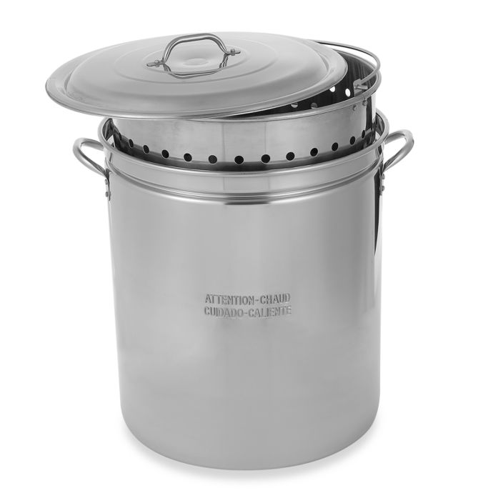 King Kooker® 62Quart Lidded Stainless Steel Pot with Steamer Rim Bed