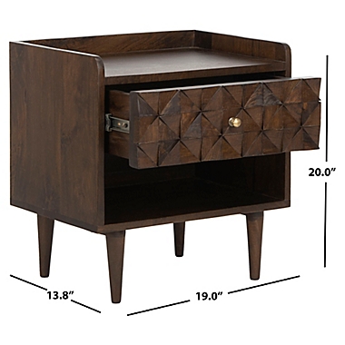 Safavieh Zinnia Nightstand in Walnut. View a larger version of this product image.