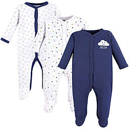 Hudson Baby® 3-Pack Clouds Sleep & Play Pajamas in Navy