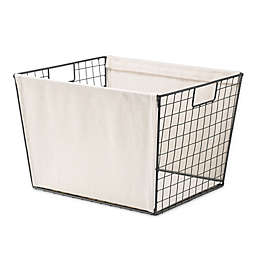 Whitmor Large Wire Tote Basket with Canvas in Natural