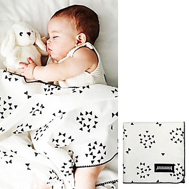Dono&Dono Mariposa Cotton Cuddle Blanket in Black/White. View a larger version of this product image.