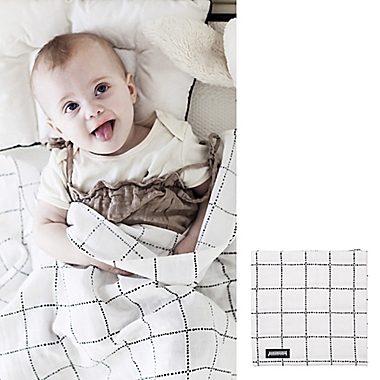 Dono&Dono Mono Bean Muslin Cuddle Blanket in Black/White. View a larger version of this product image.