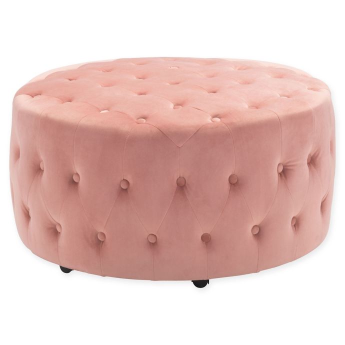 Zuo Neal Tufted Ottoman In Pink Bed Bath Beyond