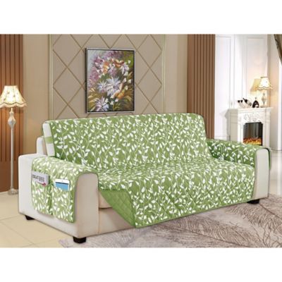 Juniper Geometric Reversible Loveseat Furniture Protector Cover 103x76" Sage 