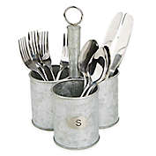 Mind Reader Three-Section Cylinder Metal Flatware Caddy in Silver