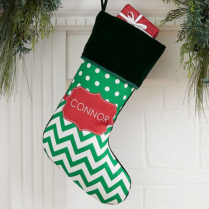 Preppy Chic Personalized Christmas Stocking | Bed Bath & Beyond