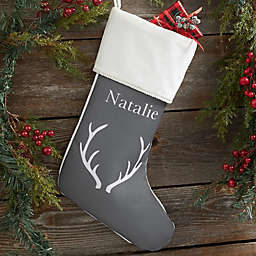 Winter Silhouette Personalized Christmas Stocking in Ivory