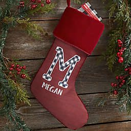 Farmhouse Christmas Personalized Christmas Stocking in Burgundy