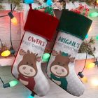 Alternate image 1 for Baby Moose Personalized First Christmas Stocking