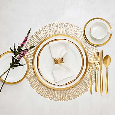 Nevaeh White&reg; by Fitz and Floyd&reg; Grand Rim Gold Dinnerware Collection. View a larger version of this product image.