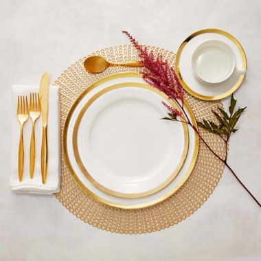 Nevaeh White&reg; by Fitz and Floyd&reg; Grand Rim Gold Dinnerware Collection. View a larger version of this product image.