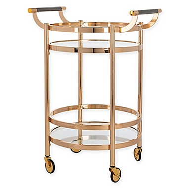Safavieh Sienna 2-Tier Round Bar Cart in Gold. View a larger version of this product image.
