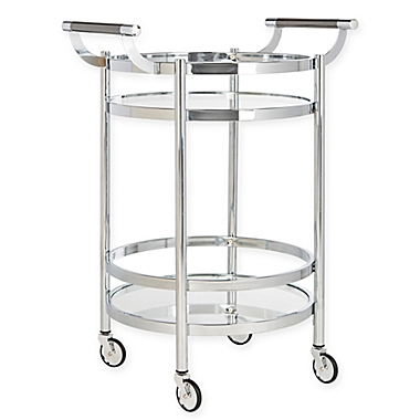 Safavieh Sienna 2-Tier Round Bar Cart in Chrome. View a larger version of this product image.