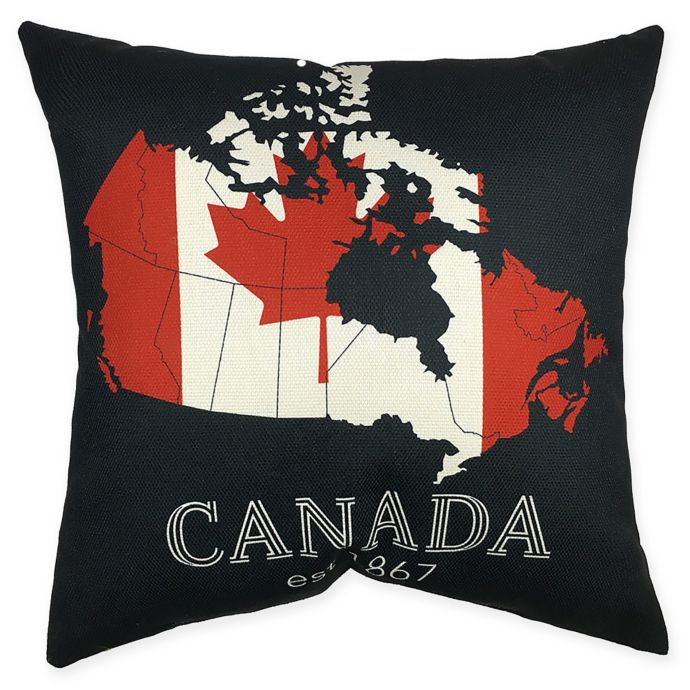 Canada Map 18 Inch Square Throw Pillow In Black Bed Bath And