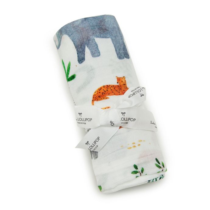 Loulou Lollipop Safari Jungle Muslin Swaddle Blanket Bed Bath and