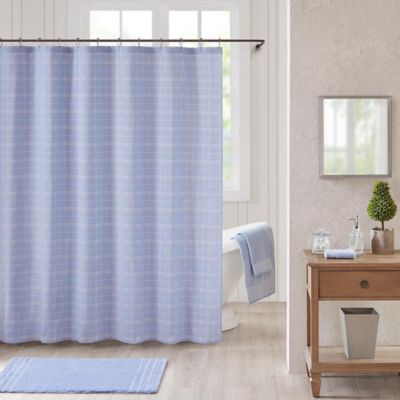 blue white shower curtain