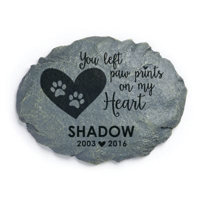 Personalized Paw Prints on My Heart Memorial Garden Stone