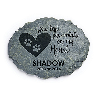 Personalized Paw Prints on My Heart Memorial Garden Stone. View a larger version of this product image.