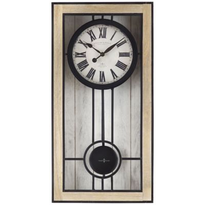 Sterling & Noble&trade; 24-Inch Farmhouse Collection Rustic Regulator Wall Clock in White
