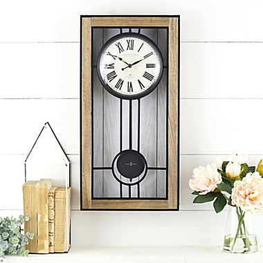 Sterling & Noble&trade; 24-Inch Farmhouse Collection Rustic Regulator Wall Clock in White. View a larger version of this product image.