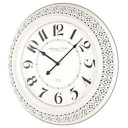 Sterling & Noble™ Farmhouse Collection Pierced Metal 21-Inch Wall Clock in Cream