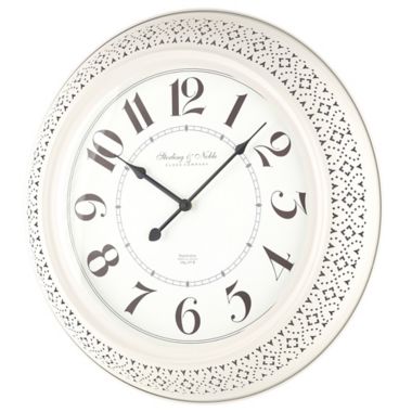Sterling &amp; Noble&trade; Farmhouse Collection Pierced Metal 21-Inch Wall Clock in Cream. View a larger version of this product image.