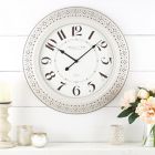 Alternate image 1 for Sterling &amp; Noble&trade; Farmhouse Collection Pierced Metal 21-Inch Wall Clock in Cream