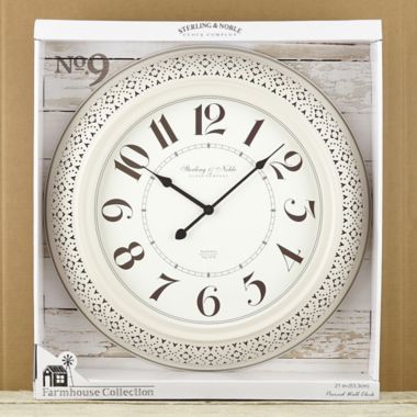 Sterling &amp; Noble&trade; Farmhouse Collection Pierced Metal 21-Inch Wall Clock in Cream. View a larger version of this product image.