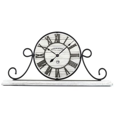 Sterling & Noble&trade; Farmhouse Collection Wrought Iron Mantel Clock in Whitewash